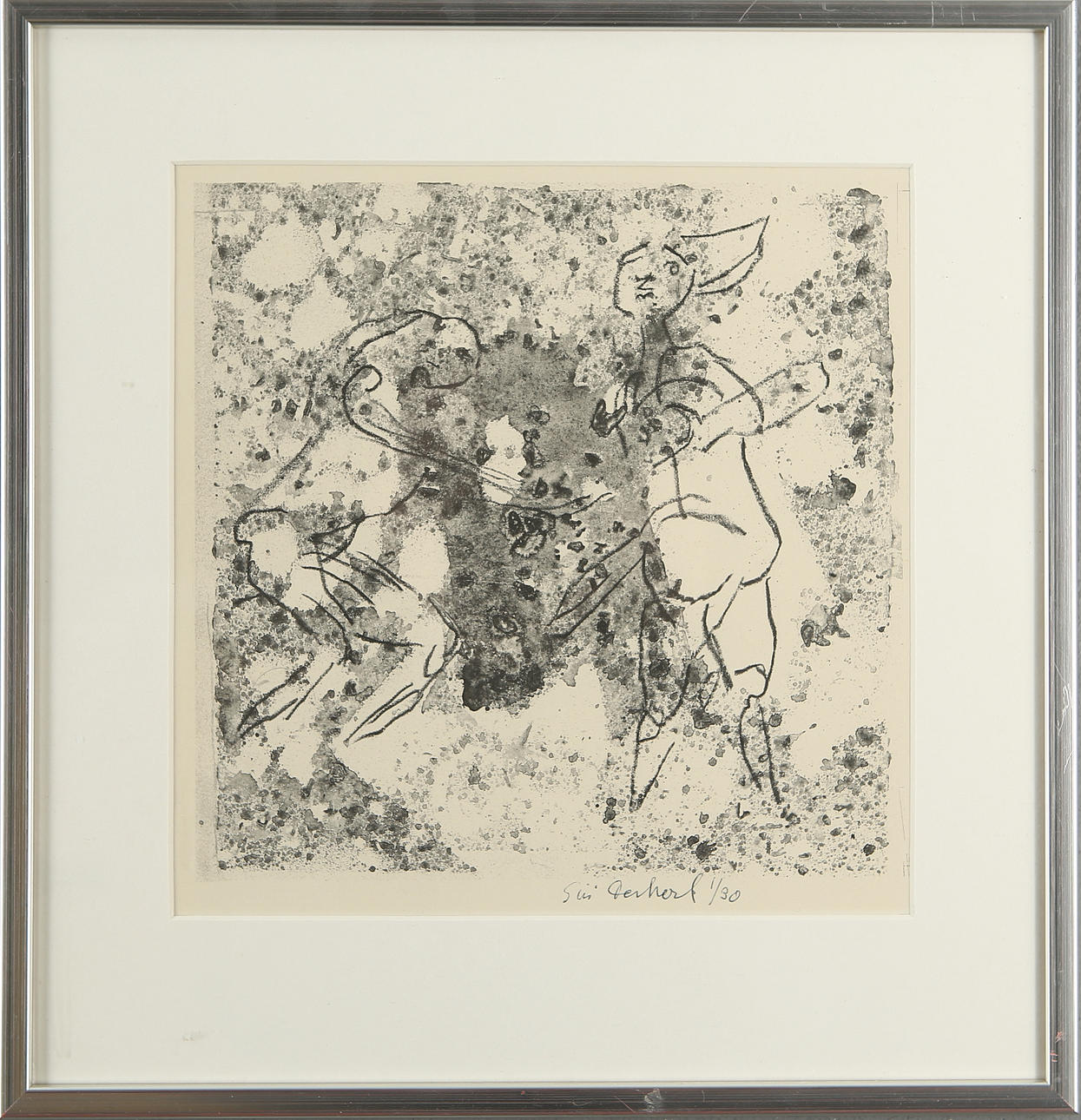 SIRI DERKERT. "Shadow play", lithograph, signed and numbered 1/30.