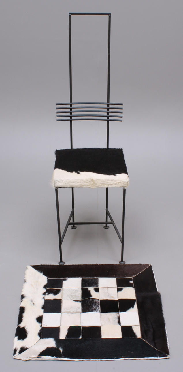 KONTORSSTOL, järnsmide, djurskinnsits - SLB + MATTA.