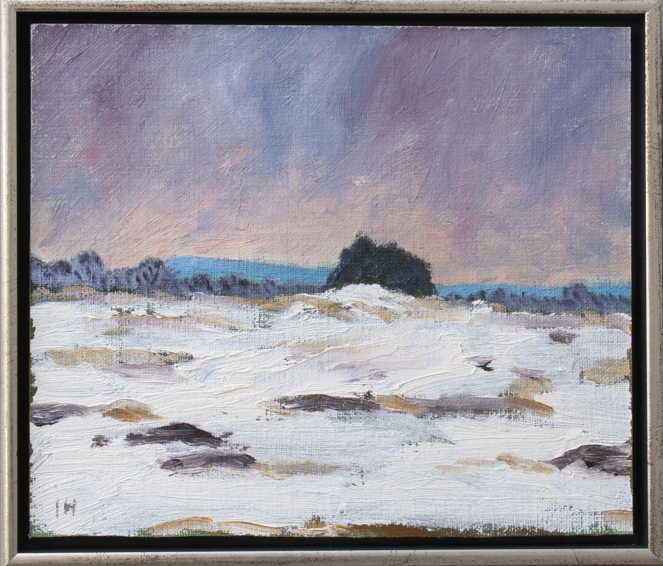 INGEMAR HEDIHN. olja pannå, signerad IH, Mönarps mossar med Mösseberg i bakgrunden.