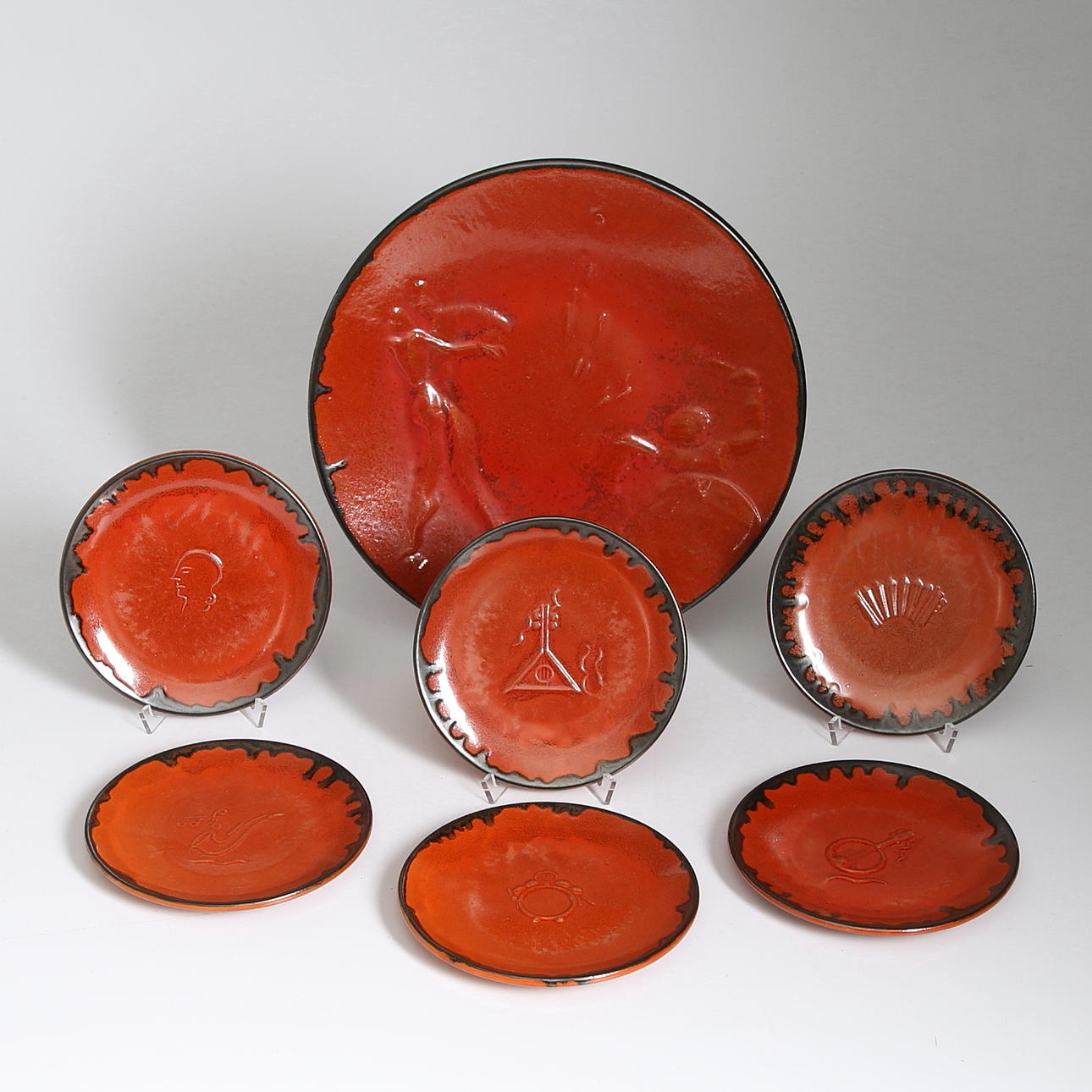 FRUKTSERVIS, stengods, Art Deco, Ekeby. 1930-tal.