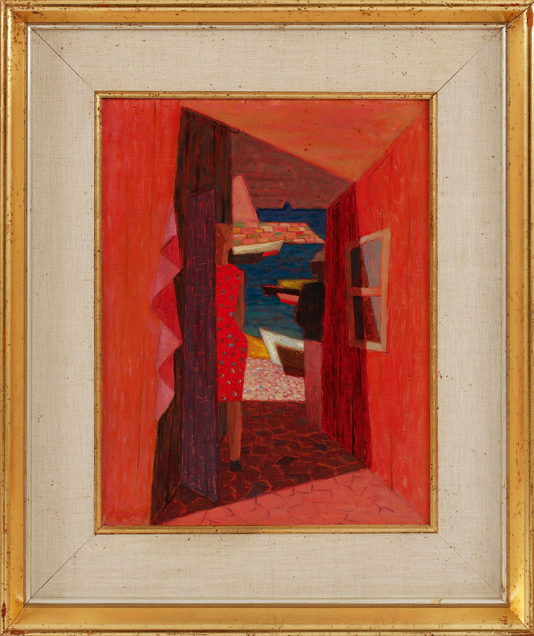 WALDEMAR LORENZON. "The Gate" Oil on Board, signed.