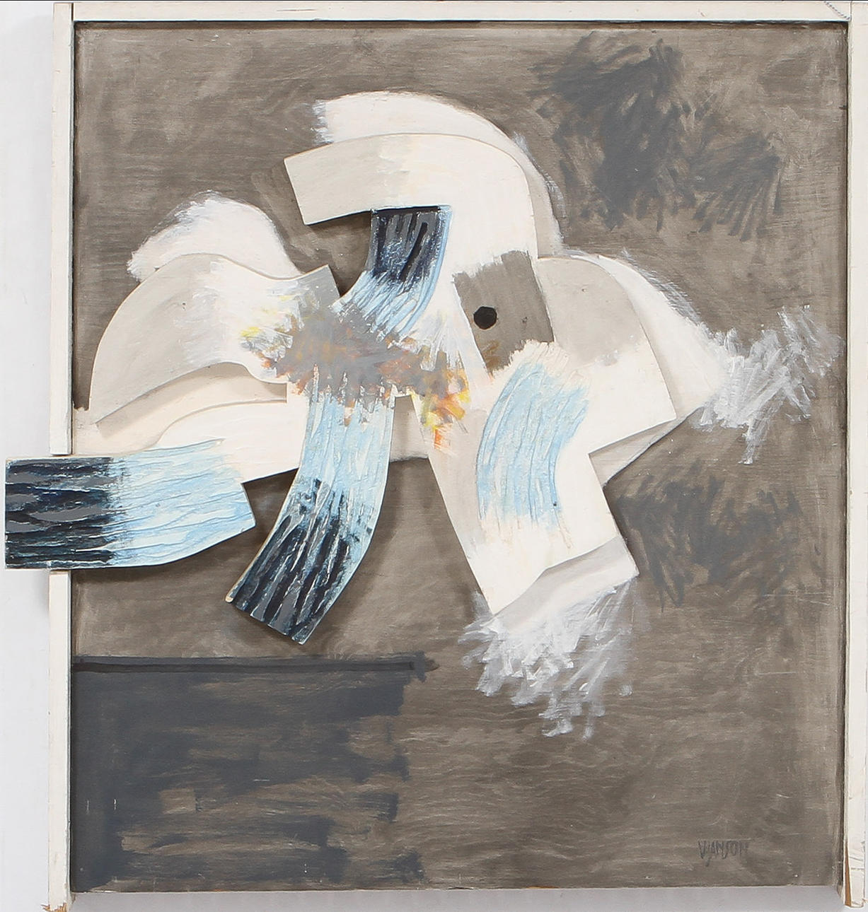 VIDE JANSSON. Trärelief, bemålad.Signerad V. Jansson.