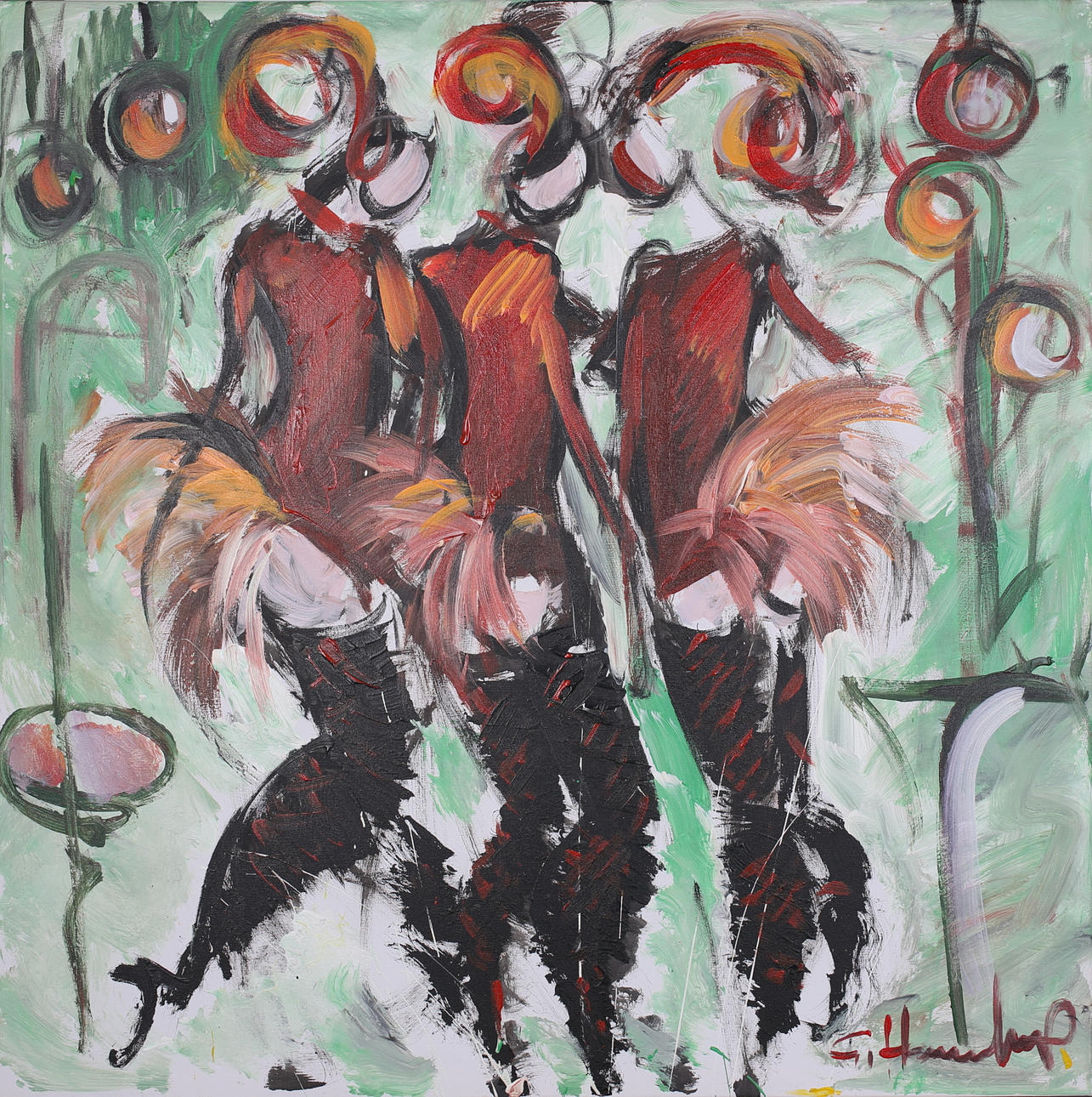 GÖRAN HAUSENKAMP. Modeller. Akryl på duk. Signerad G Hausenkamp.