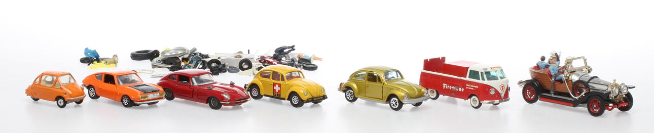 MODELLBILAR CORGI, TEKNO, GAMA. 7 stycken.