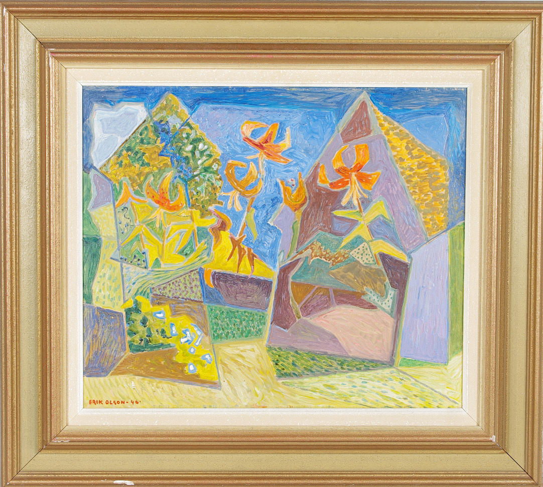 ERIK OLSON. "Idyll", olja på pannå, signerad Erik Olson -46.