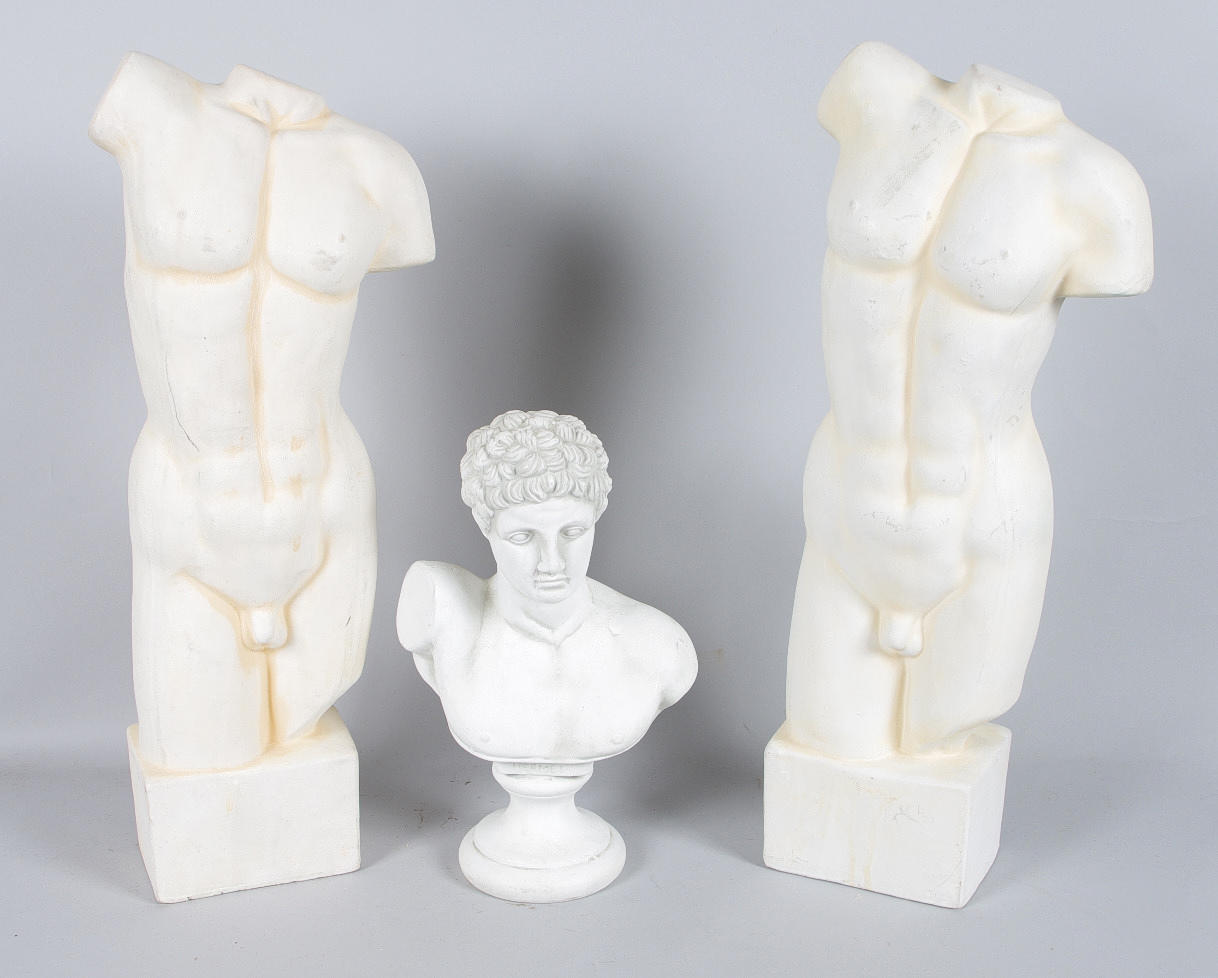 GIPS FIGURER, 3 stk, mandsfigurer.