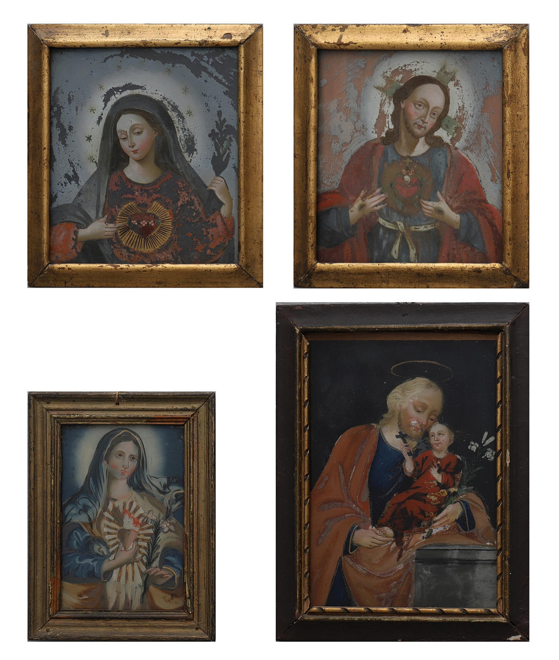 PINTURAS VITRIALES, CUATRO PIEZAS.