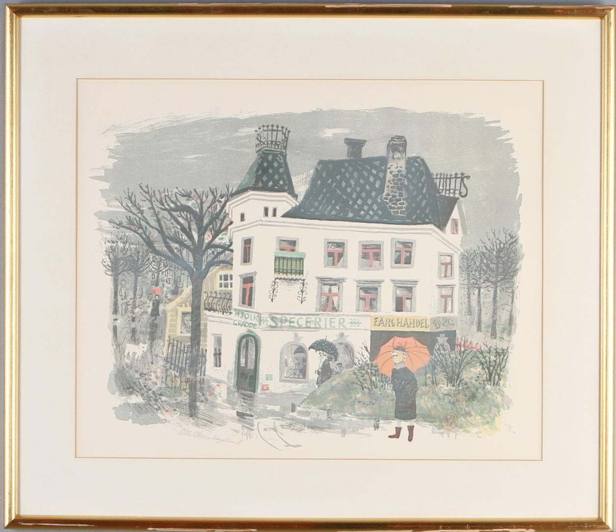 OLLE OLSSON HAGALUND. Speceributiken, färglitografi, signerad och numrerad 156/250.