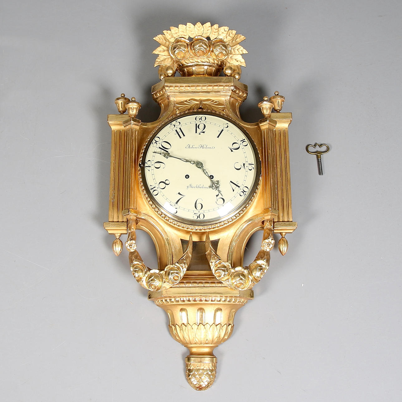 VÄGGPENDYL, gustaviansk stil, 1900-tal, märkt Johan Holm, Stockholm.