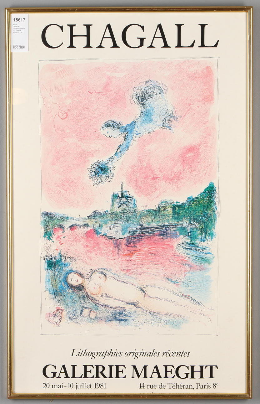 MARC CHAGALL. Utställningsaffisch, Galerie Maeght, 1981.