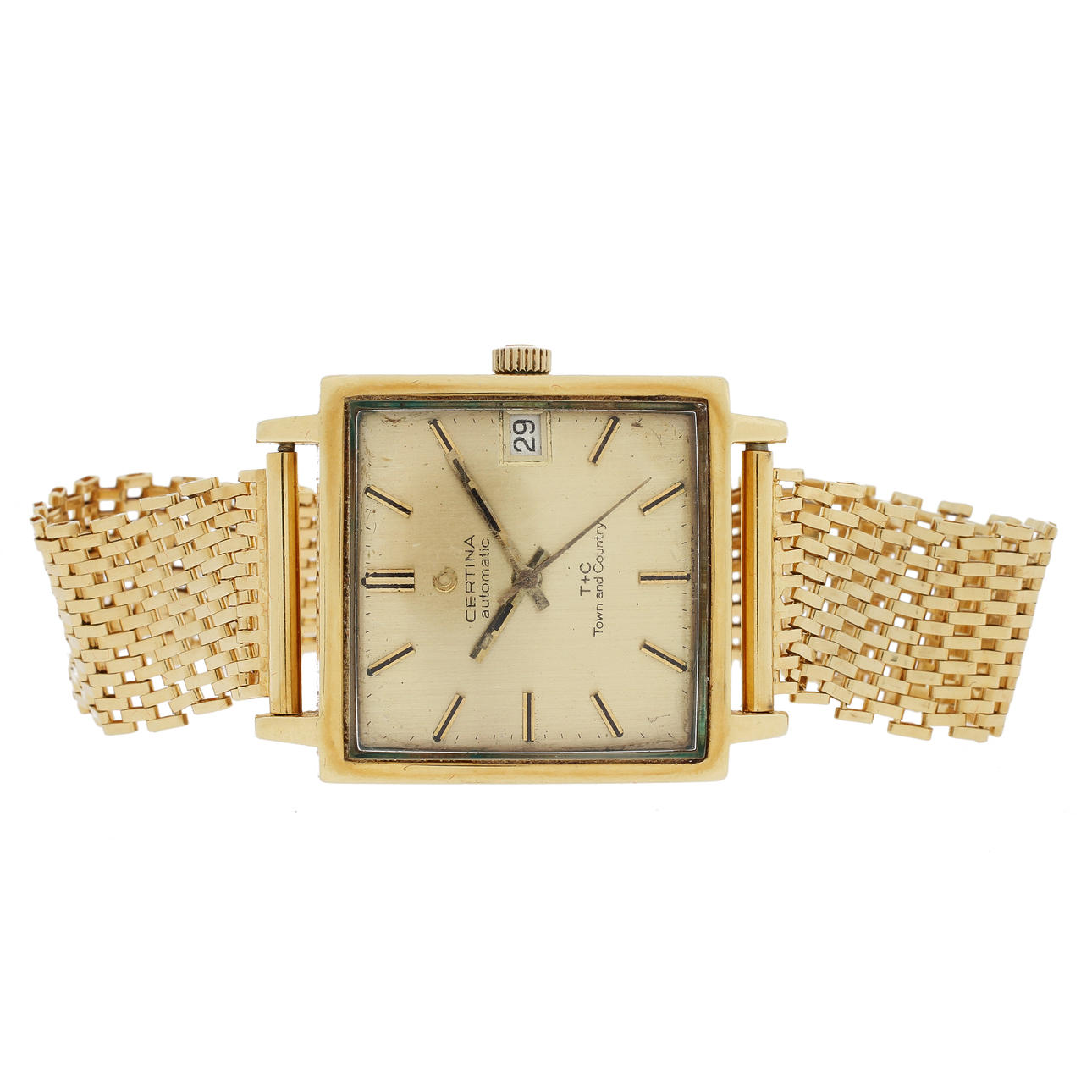 HERRARMBANDSUR, Certina, Town & Country, 18k guld, 72 gram brutto.