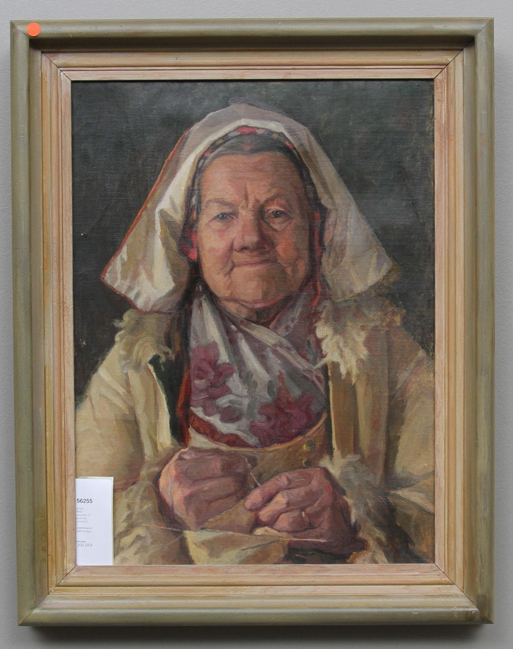 RUDOLF LÖNNE. "Engmansmor". Olja på duk. Signerad R.L och kvarlåtenskapsstämplad a trego.