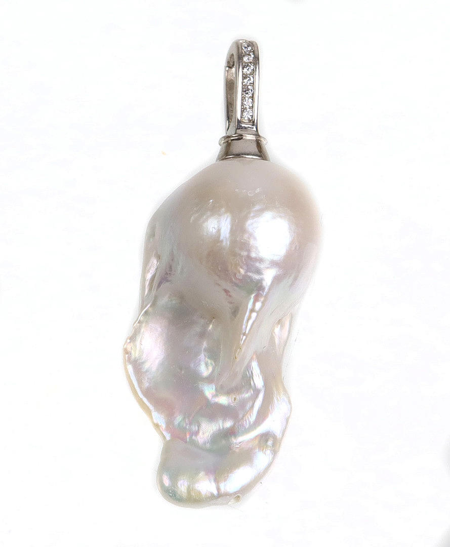 STORT PERLEOPHÆNG, DRAGEPEARL CLIP-PENDEL, SØLV 925.