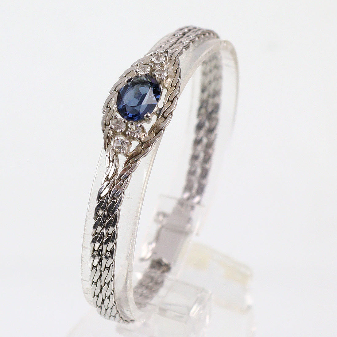 SILVERARMBAND, MED BLÅ STEN, SILVER 800.