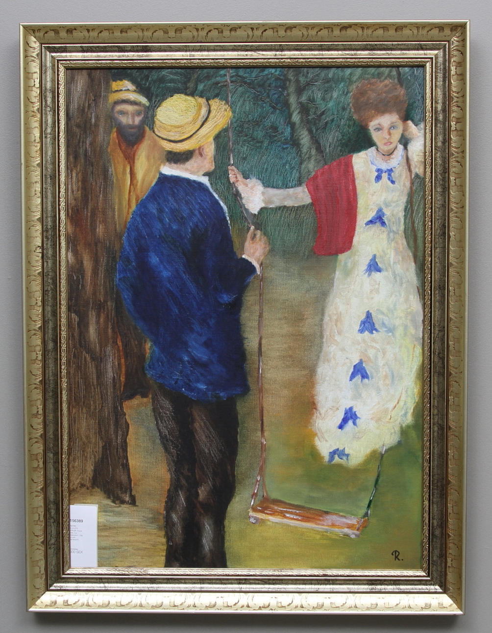 PIERRE-AUGUSTE RENOIR. Kopia efter. "La Balançoire". Olja på duk. Signerad R.