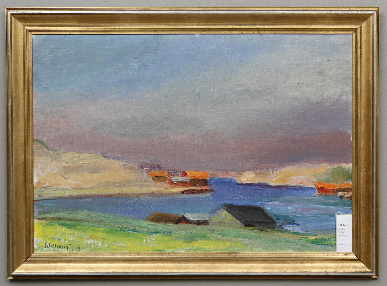 EDVARD WALLENQVIST. Skärgårdsvik. Olja på duk, uppklistrad på pannå. Signerad och daterad -48.