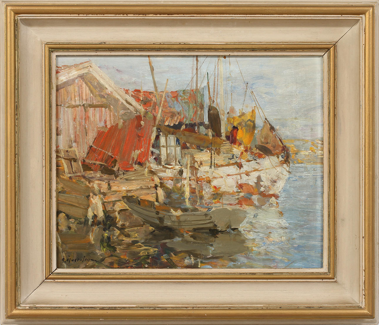 HUGO ÖFVERSTRÖM. Olja på pannå, signerad.