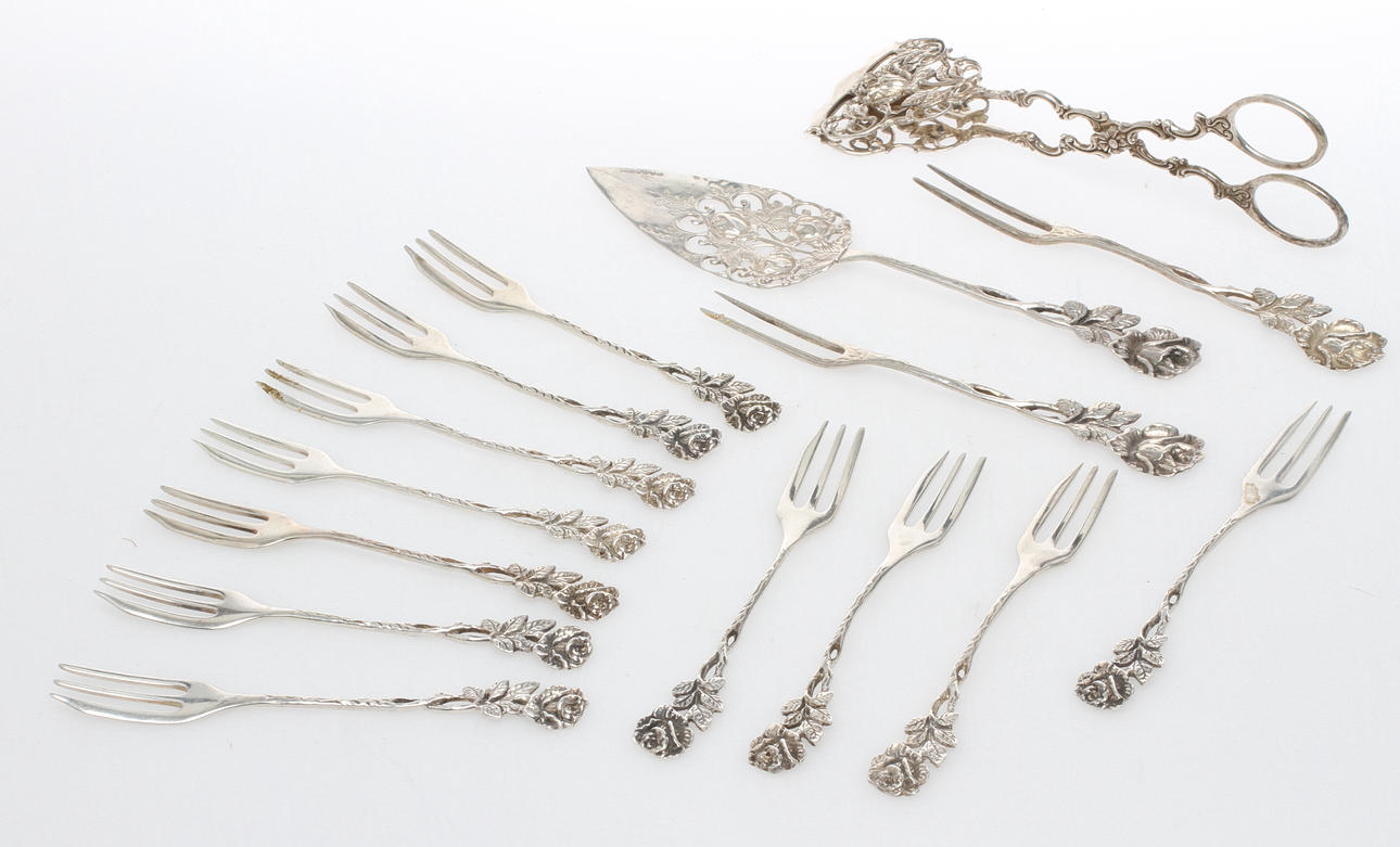 PARTI SILVER, 15 delar, GEWE Malmö 1900-tal.
