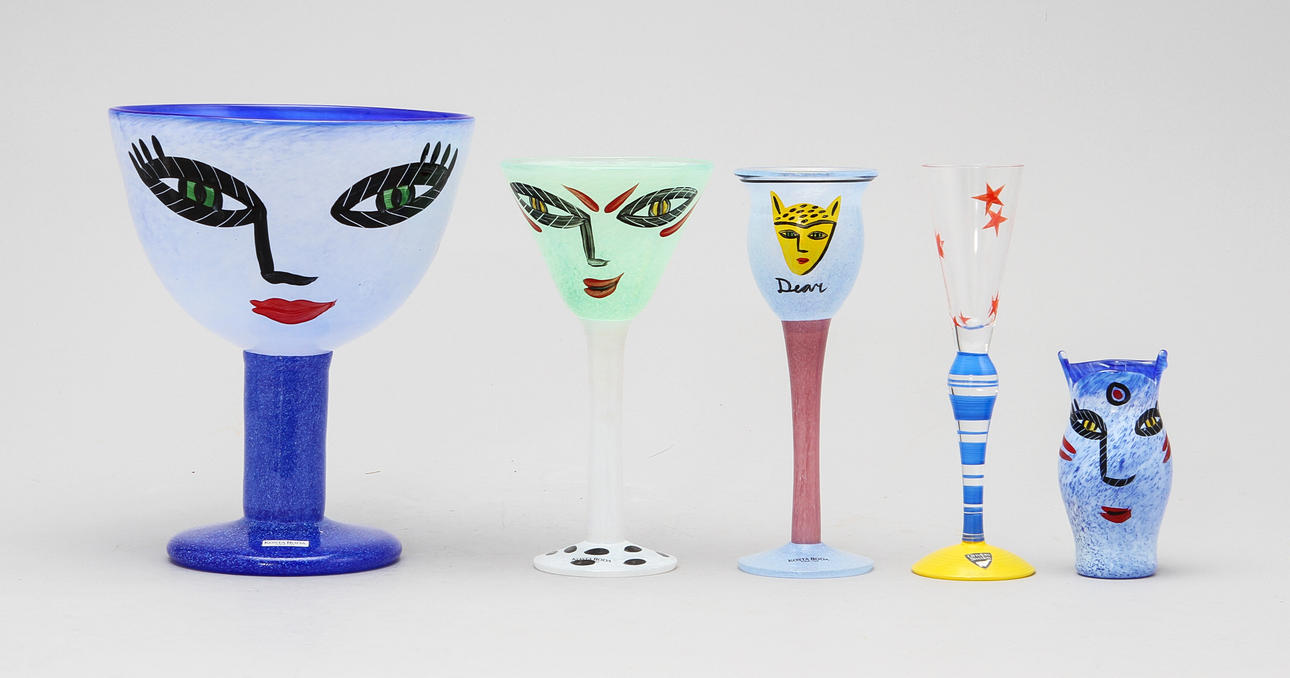 PARTI GLAS, 10 delar, Orrefors samt Jan-Stevens Glashytta.