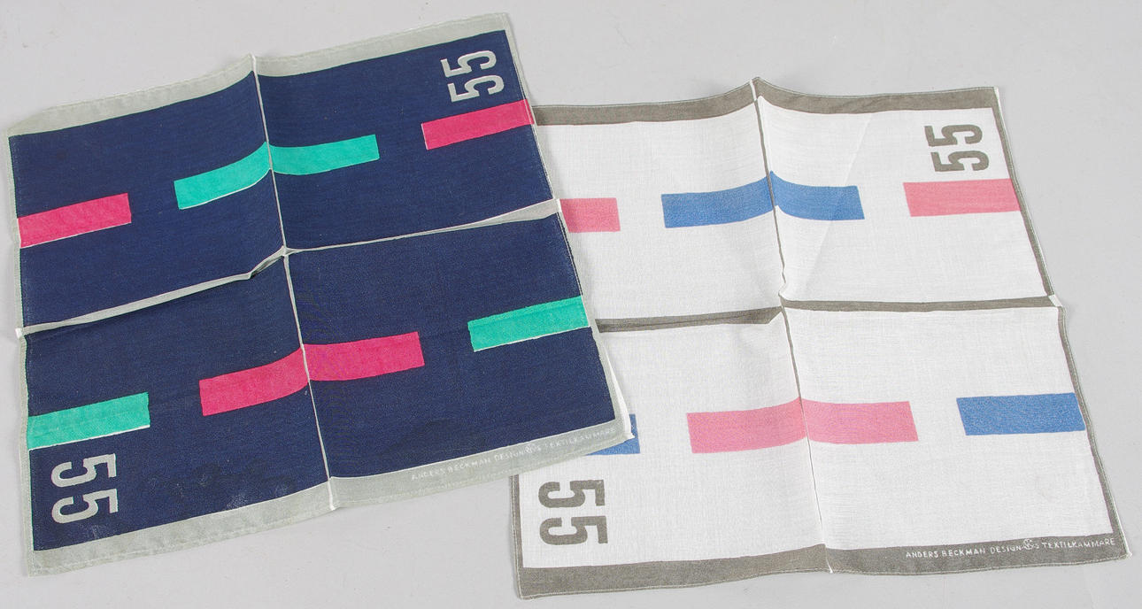 NÄSDUKAR, 2 stycken, H-55, NKs textilkammare, design Anders Beckman.