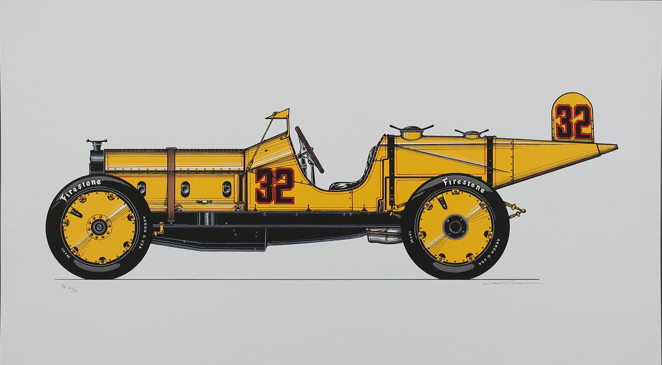 OIDENTIFIERAD KONSTNÄR. Sportbil. Färgserigrafi. Otydlig Signatur. EA XL/XL.