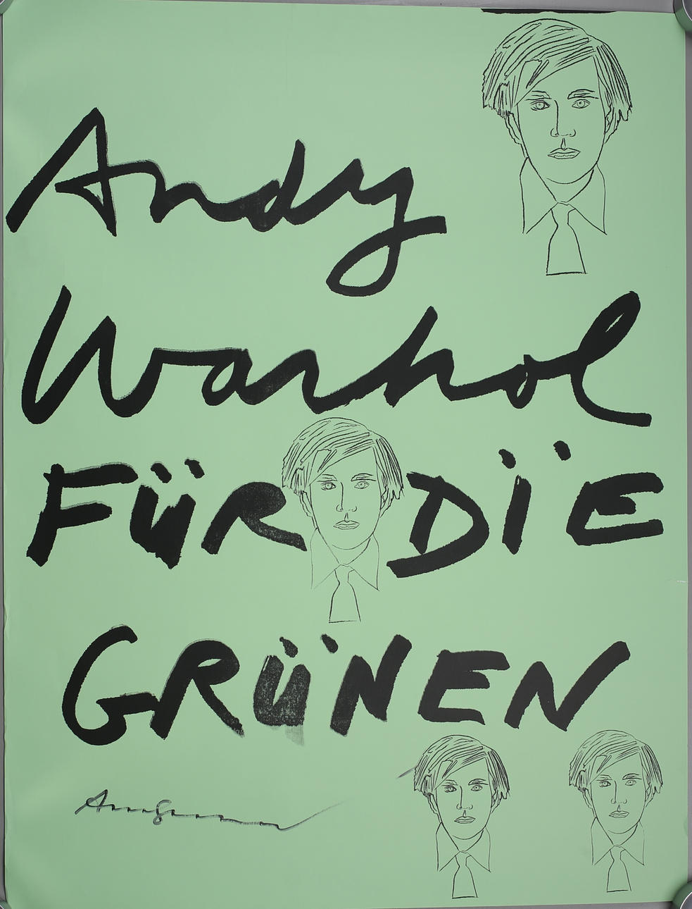 ANDY WARHOL. "Andy Warhol Für Die Grünen" (1979). Sceentryck. Signerad.