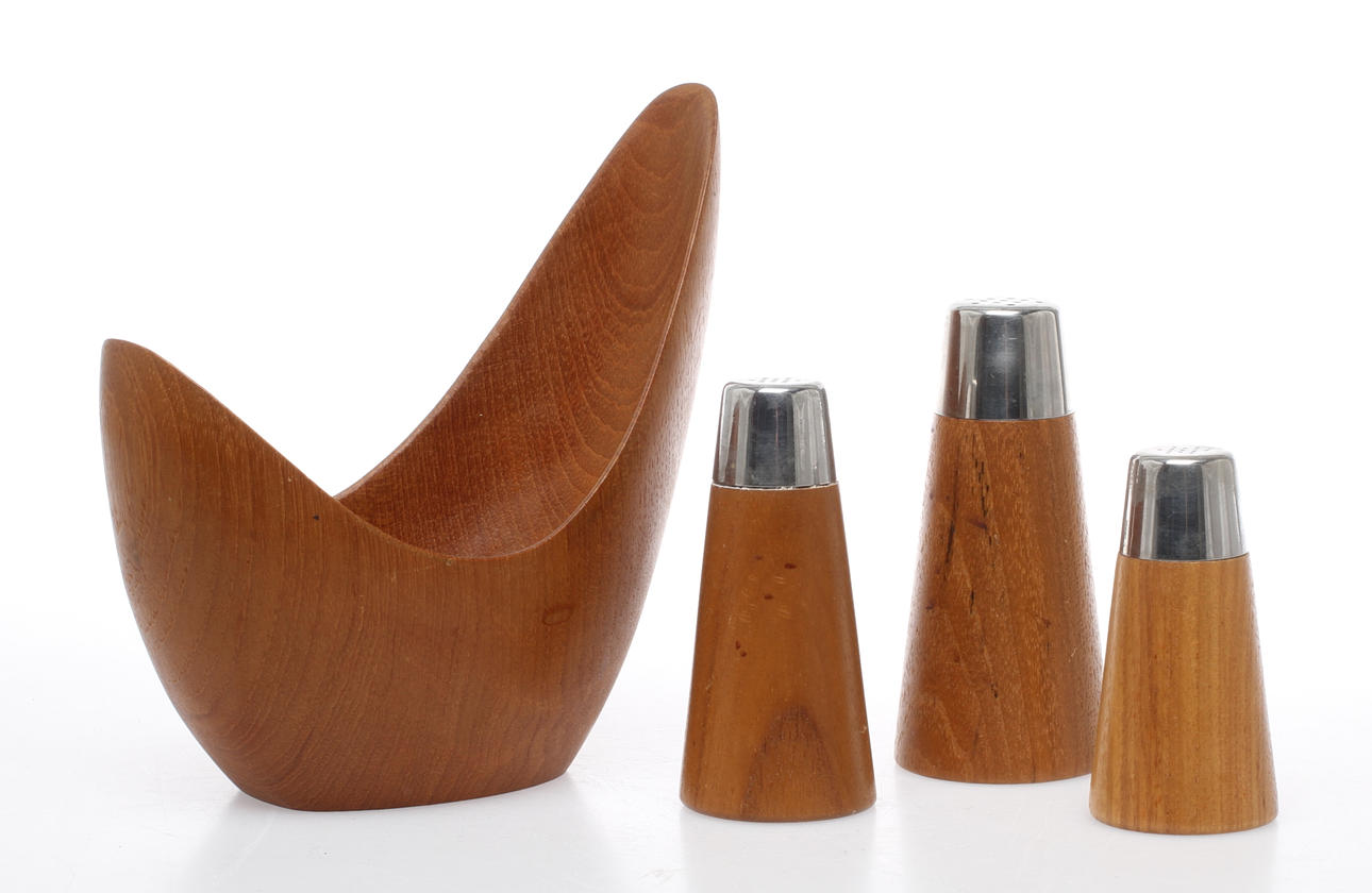 STRÖARE, 3 st, SKÅL, teak, 1900-talets andra hälft.