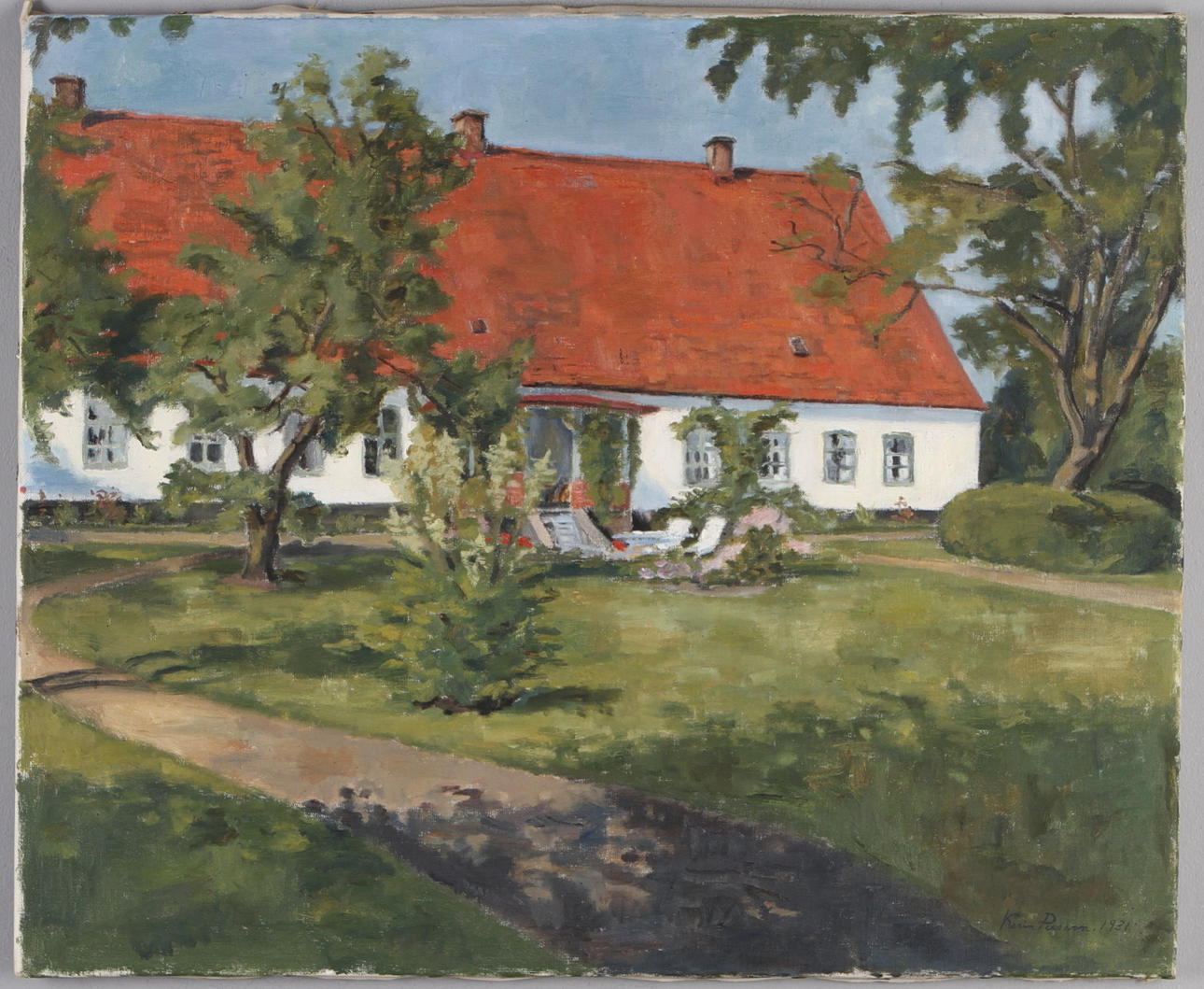 KARIN PERSSON. Husmotiv, olja på duk, signerad och daterad 1921.