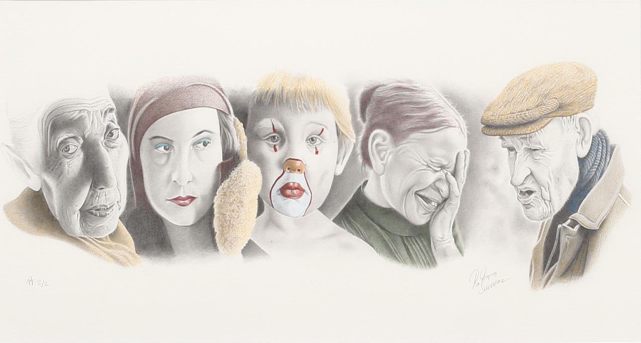 BO INGVAR SVENSSON (FÖDD 1951). The faces, hand-colored color lithograph no PT 2/2, signed.