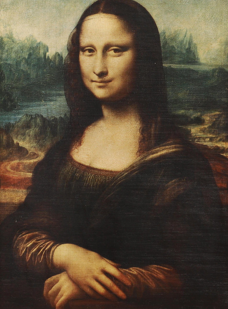 MONA-LISA, tryk i forgyldt plastramme.
