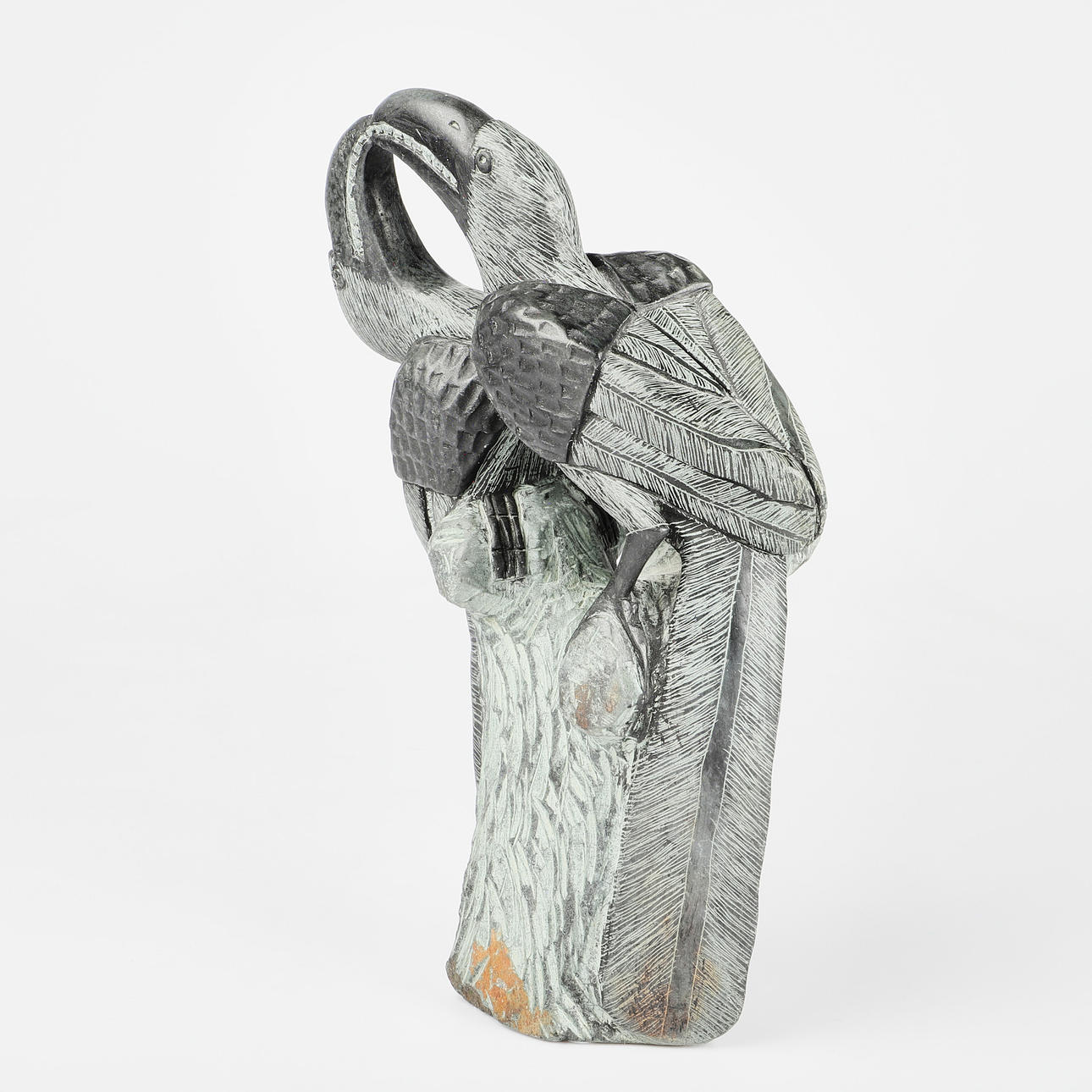 SKULPTUR, fåglar målad sten.