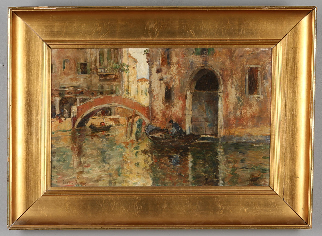 CECILIA VON GEGERFELT. Motiv från Venedig, olja på pannå, signerad.