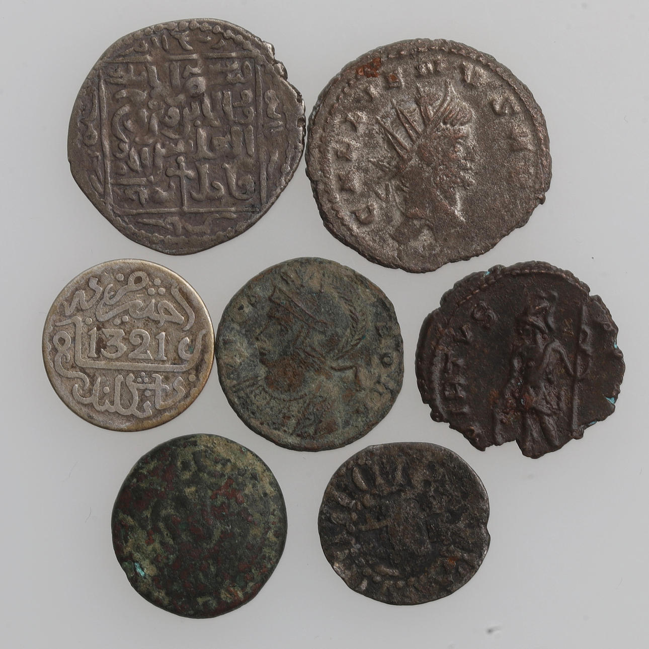 MONEDAS, 7 uds, romanas y árabes.
