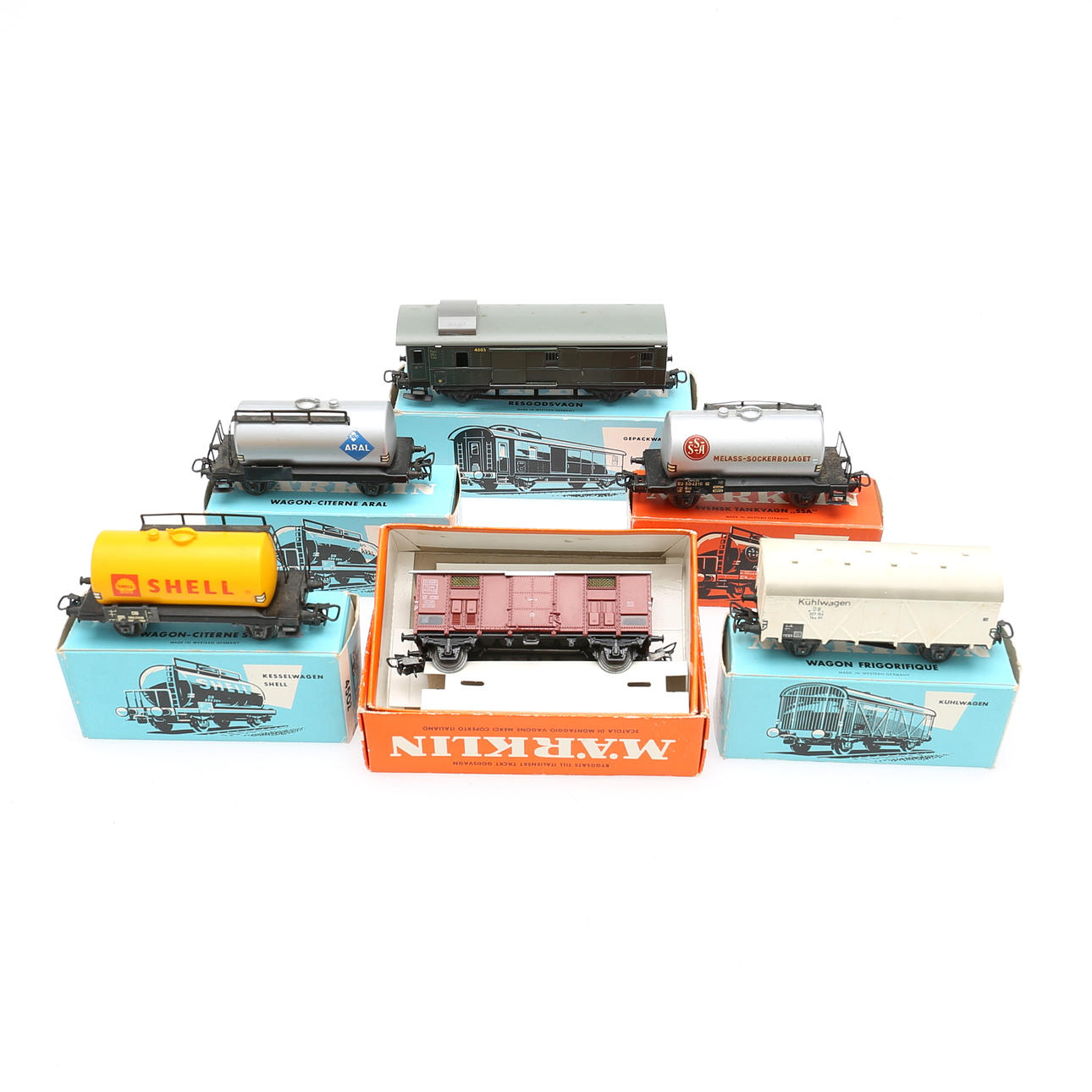 MÄRKLIN 6 Waggons für Modelleisenbahn.