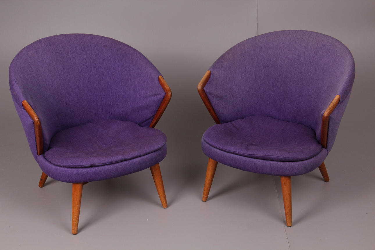 CLUBFÅTÖLJER, Ett par, Teak, 1900-talets mitt.