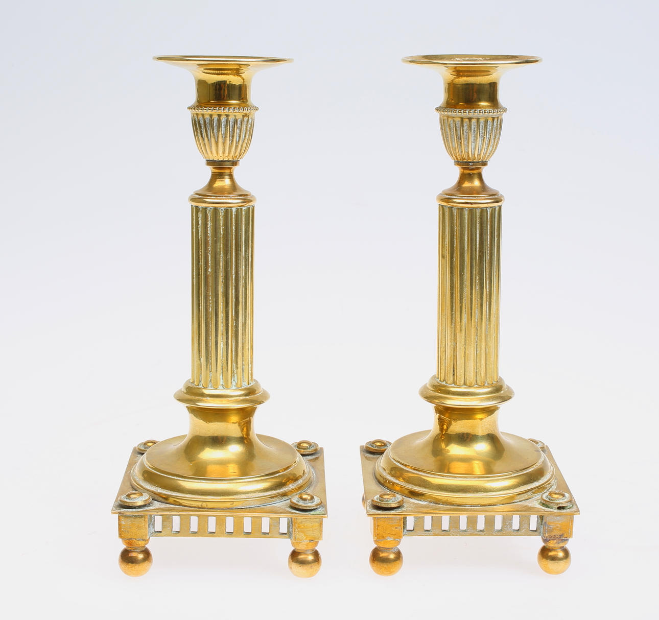 LJUSSTAKAR, 1 par, Mässing, tidigt 1900-tal.