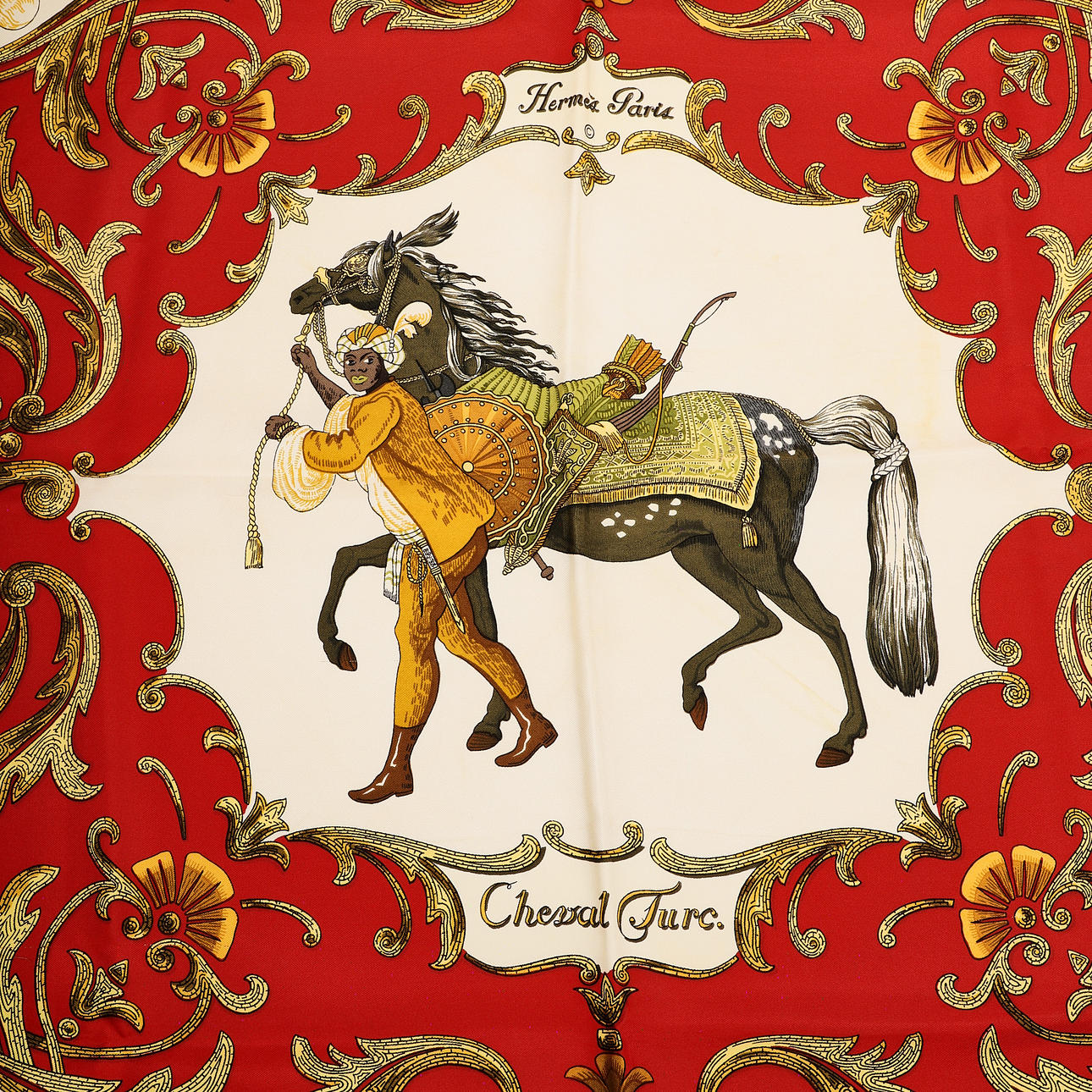 HERMÈS. Schal, "Cheval Turc", Seide, Paris.