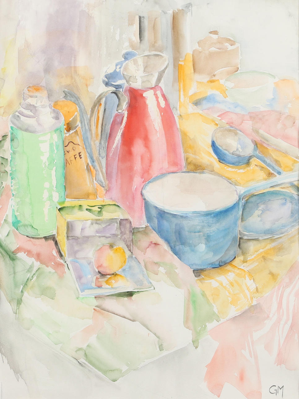 GERD MÅNSSON. Stillleben, Aquarell, signiert GM.