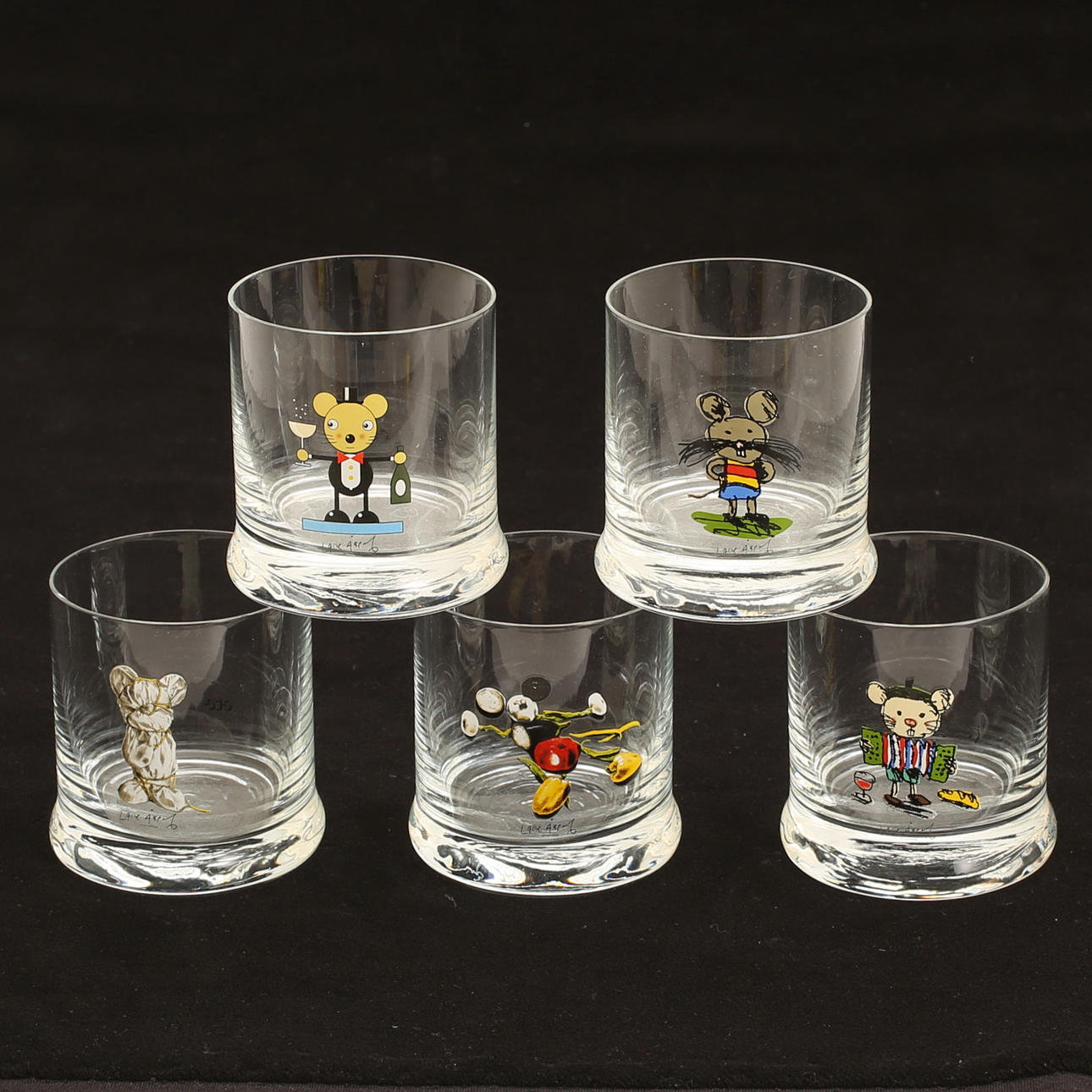 WHISKYGLAS, 5 stycken, Lasse åberg.