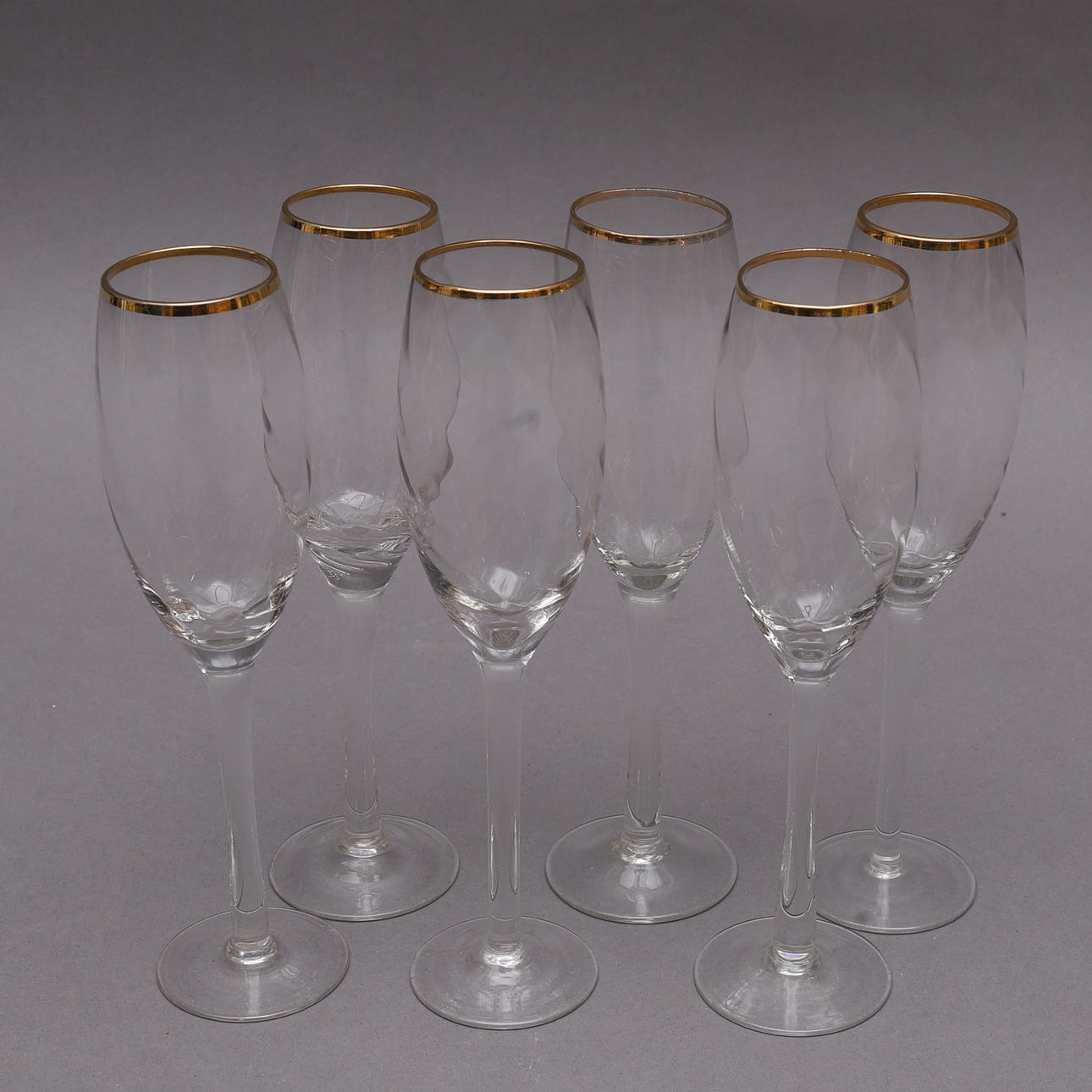 CHAMPAGNEGLAS med guldkant, 6 st, munblåsta.