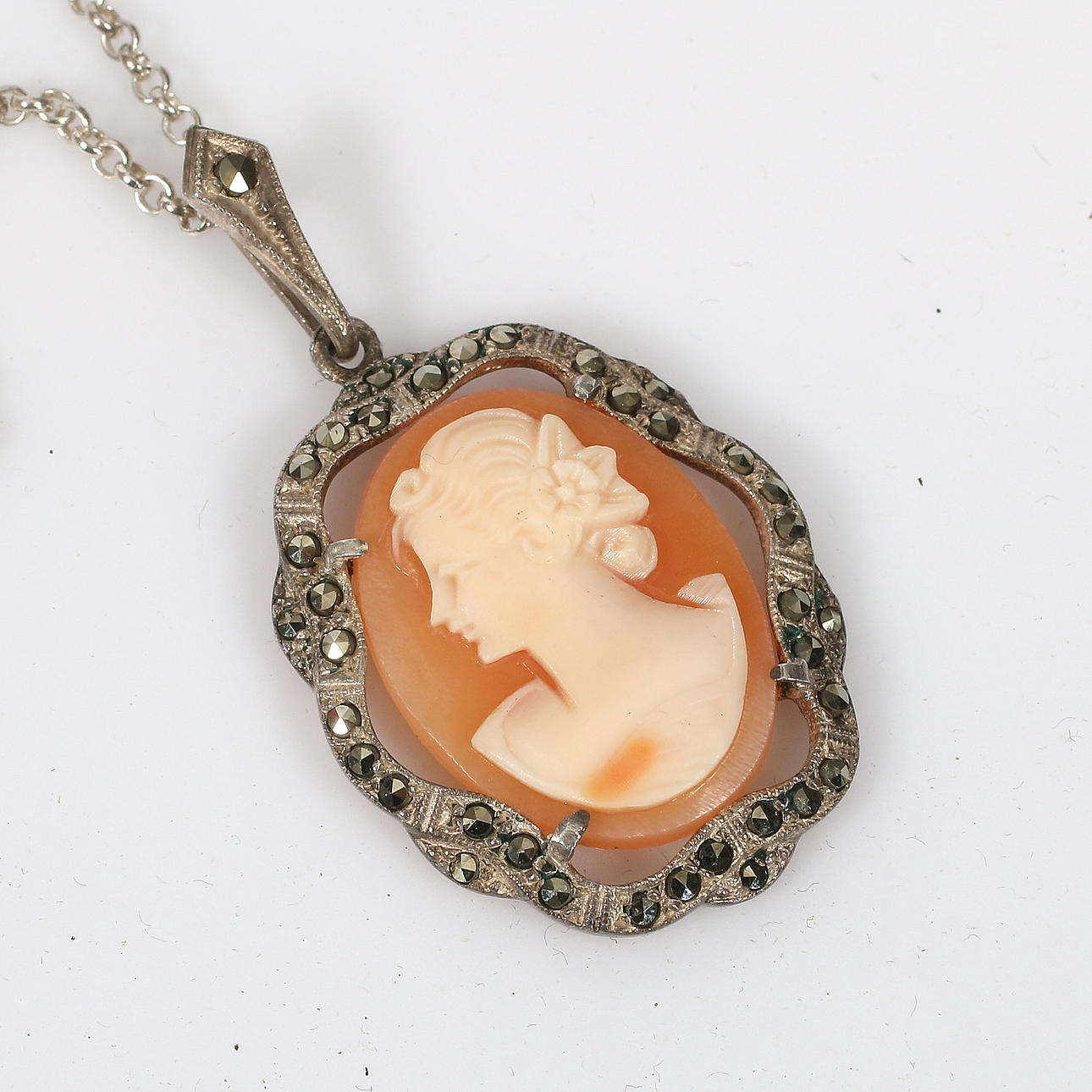 ANHÄNGER, Kamee, Silber, Stein, 18/1900.