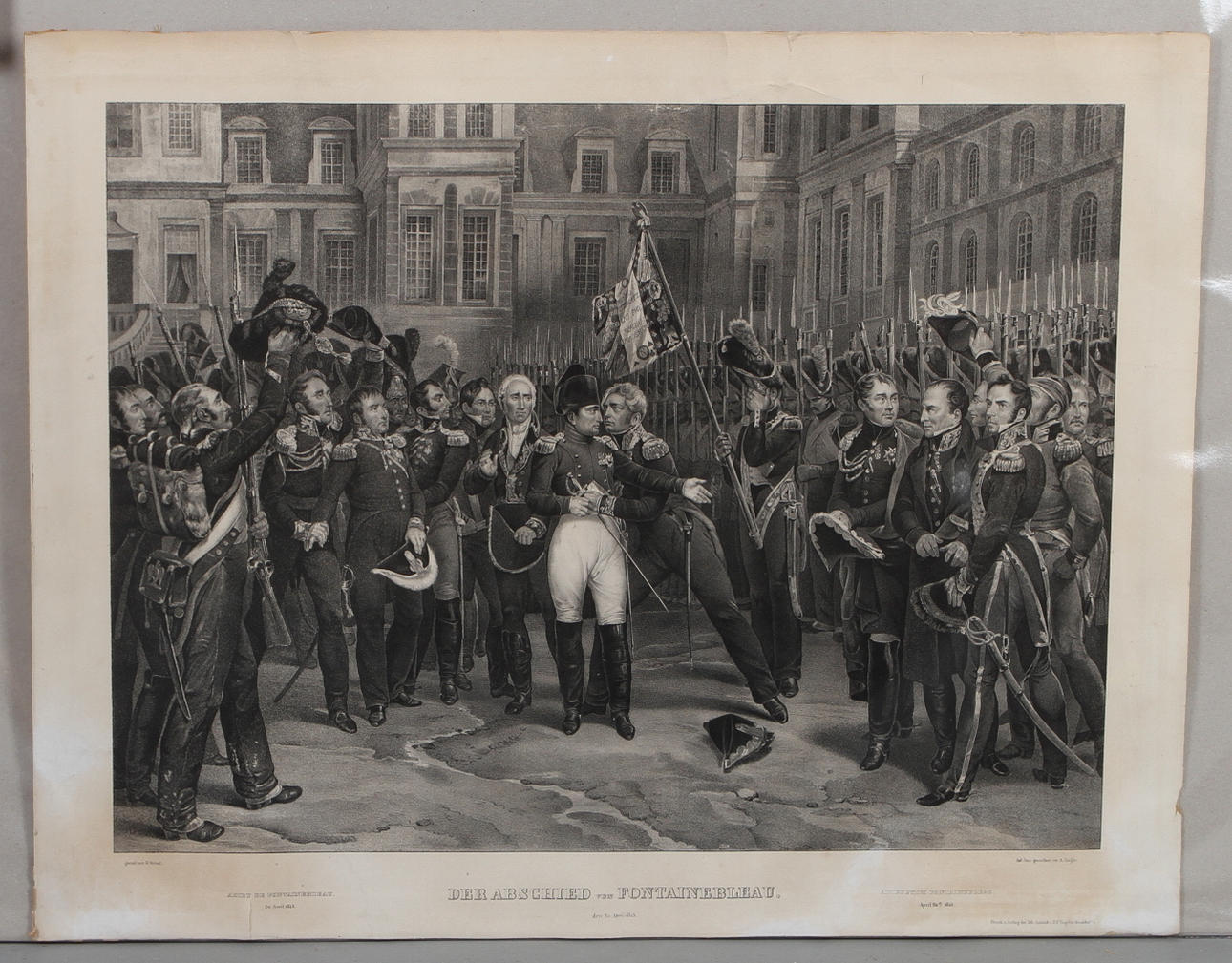 Tryck efter H. Vernet , "Der Abschied von Fontainebleau", 1815.