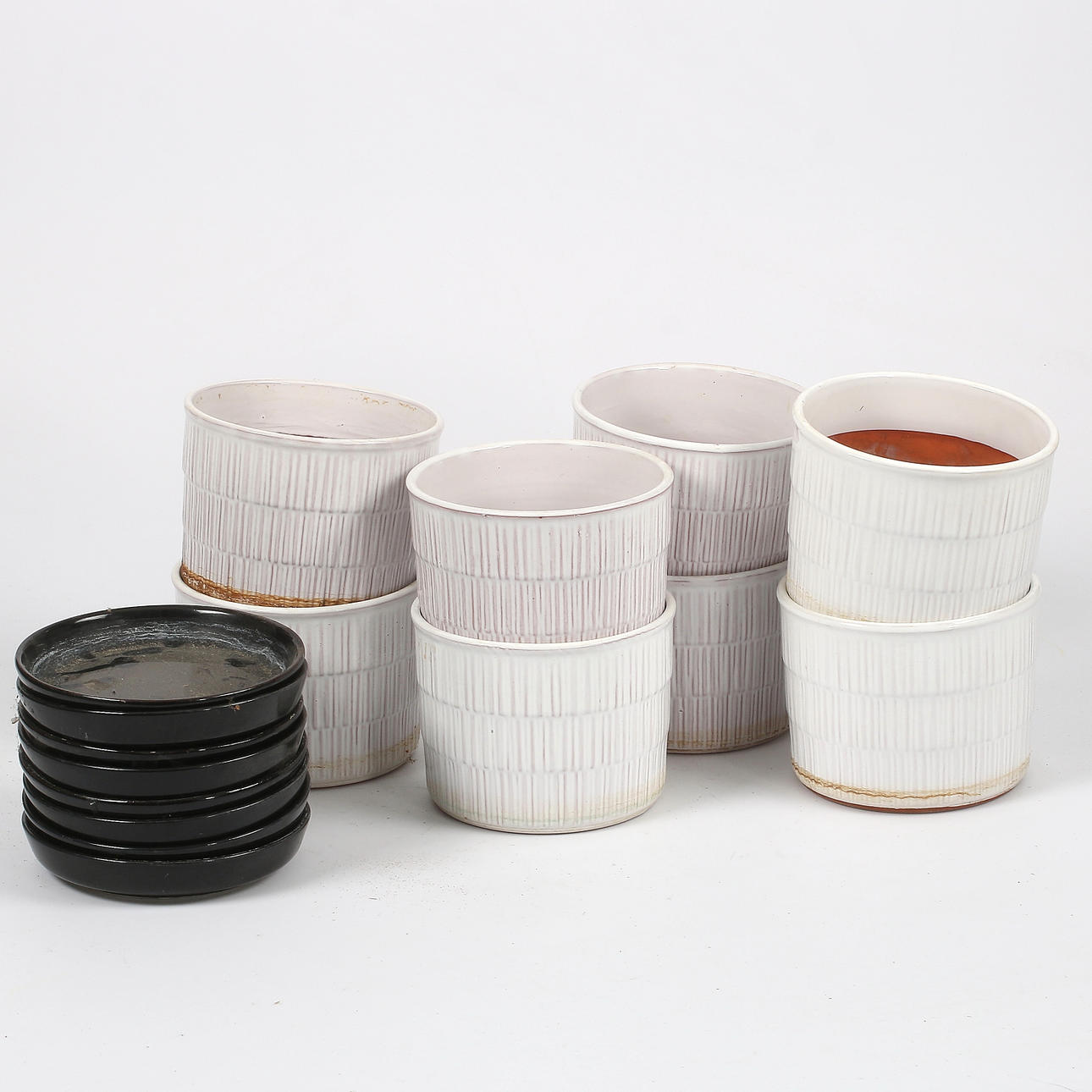 MACETEROS, loza, 8 piezas, Steninge, 1900.