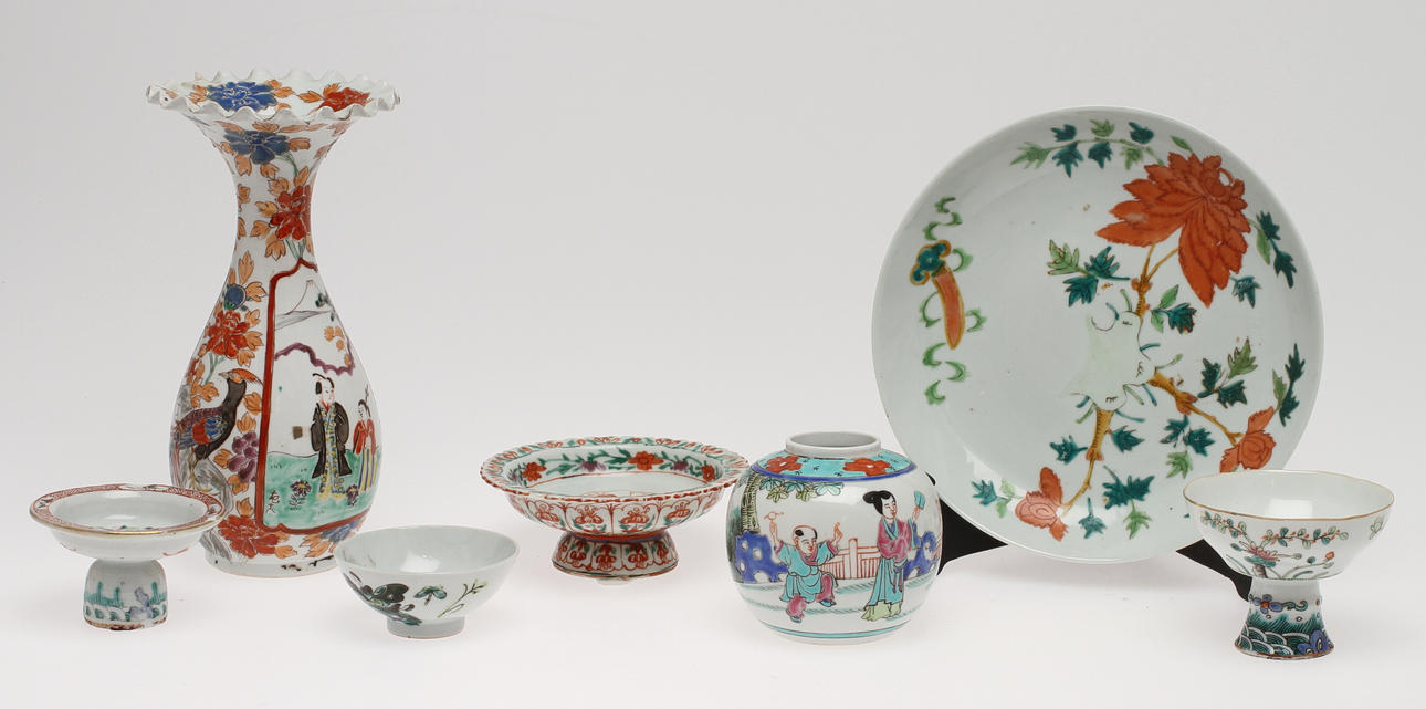 PARTI PORSLIN, 7 delar, orientaliskt, 18/1900-tal.