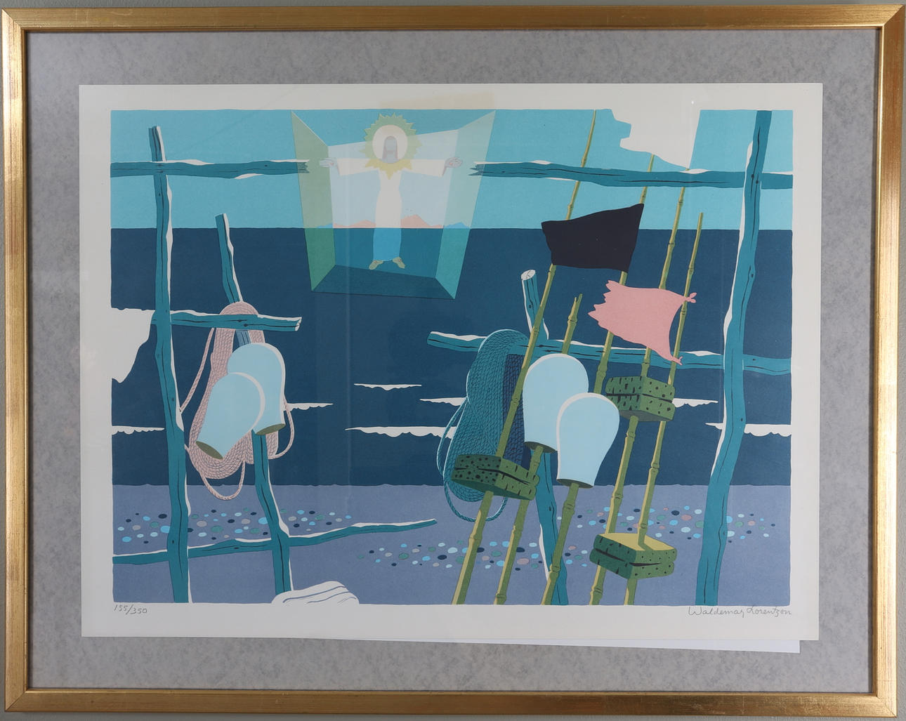 WALDEMAR LORENTZON. "Ljuset från öster", färglitografi, signerad.