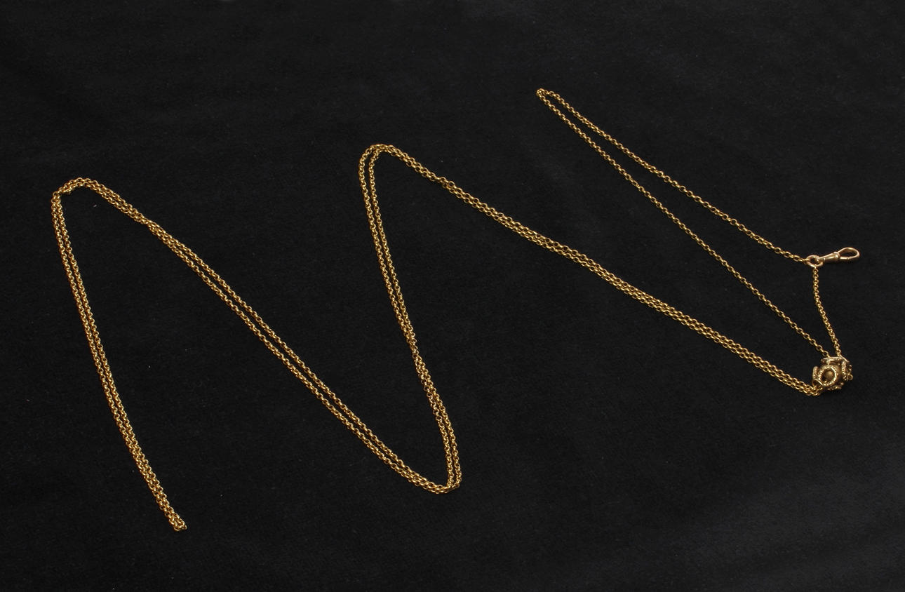 KLOCKKEDJA, 18k guld. 1900-tal.