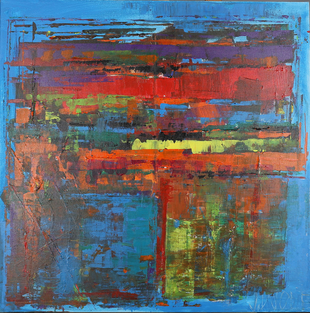 JAN WOLF. Komposition. Akryl på duk. Signerad J Wolf.