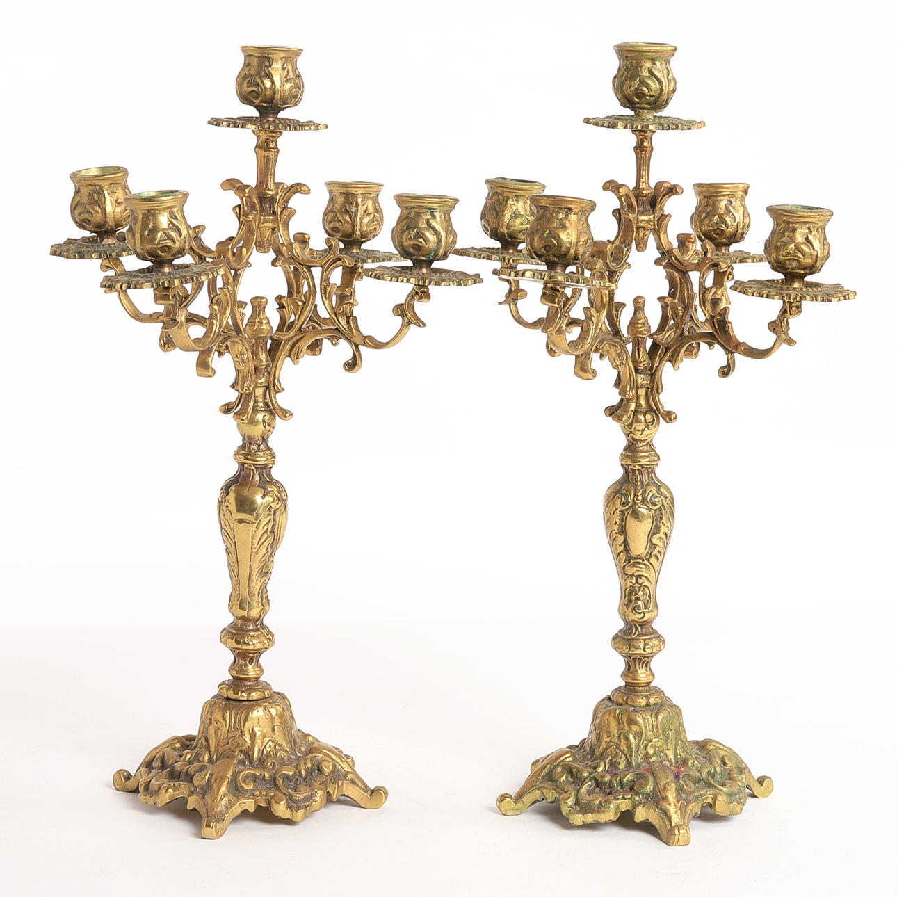 CANDELABRAS 1 pair, mid 20th century, bronze, rococo style.