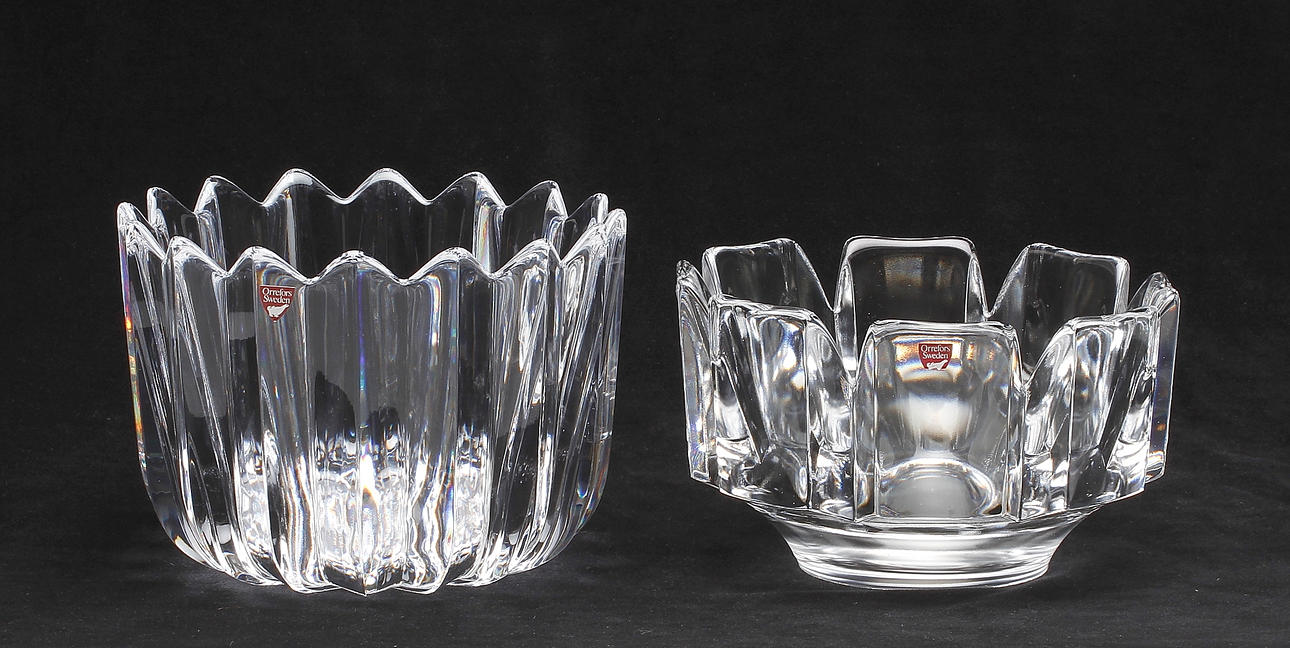 SKÅLAR, glas bl a "Corona", Orrefors, 1900-tal.