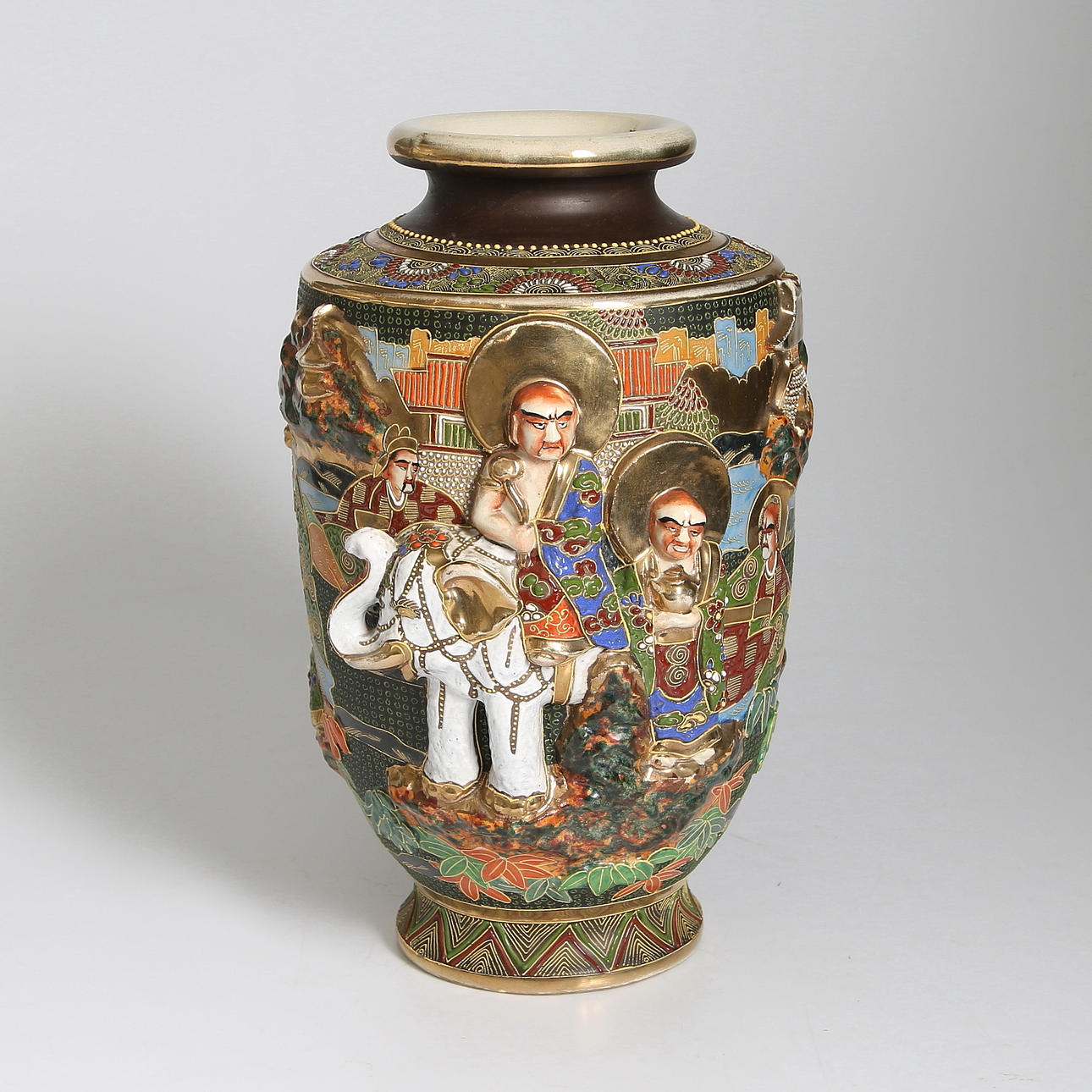 VAS, porslin, Meiji, Satsuma, Japan, 1800-talets slut.